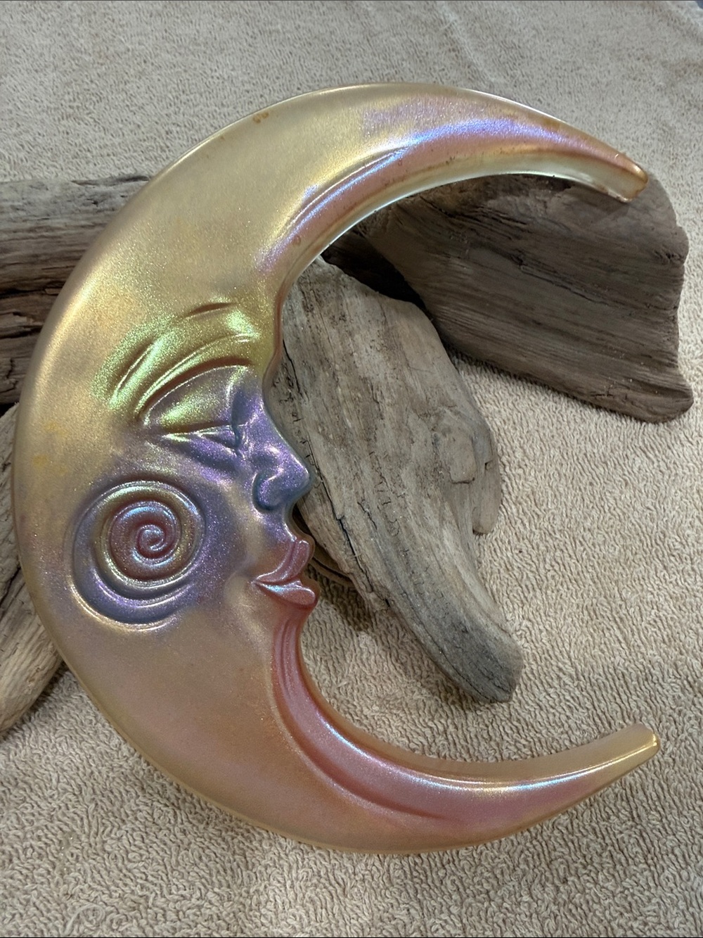 Iridescent Crescent Moon Wall Décor - Shimmering Multicolor